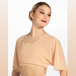 Flutter Sleeve Cross Crop Top - Nude